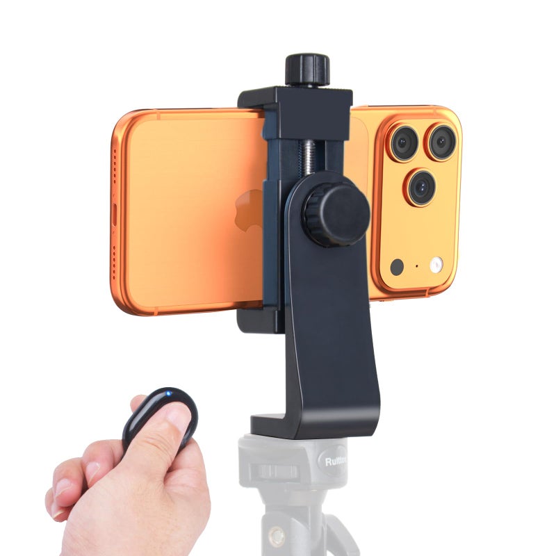 Ruittos Phone Tripod Mount Adapter with Camera Remote Controller, Cell Phone Holder Clip with Adjustable Clamp Compatible with iPhone, Samsung, HTC, Huawei etc., Include Wrist Strap - Image 3